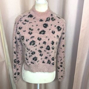 Pink cheetah print fuzzy Sweater